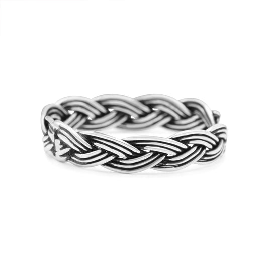 Intricate Weave Braided Knot Promise Oxidized Rope Band Thumb Ring 5mm