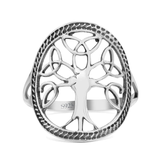 Celtic Tree Of Life Oxidized Band Thumb Ring 19mm