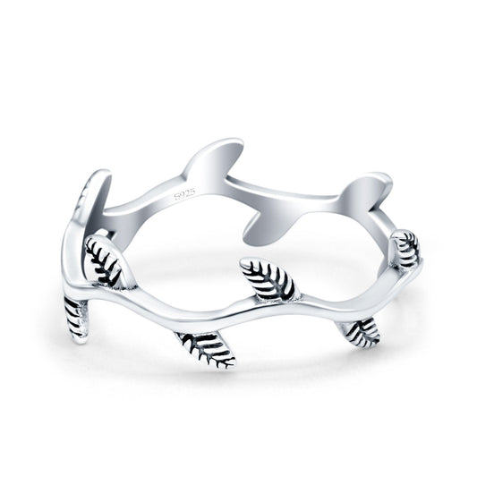 Vine Ring Oxidized Band Thumb Ring (7mm)