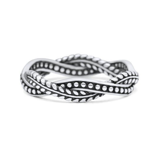 Infinity Weave Twisted Leaf Style Oxidized Band Thumb Ring (4mm)