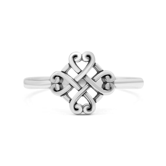 Infinity Adorned Hearts Filigree Knot Oxidized Band Thumb Ring Swirl (9mm)