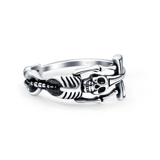 Skeleton Oxidized Band Ring (9mm)