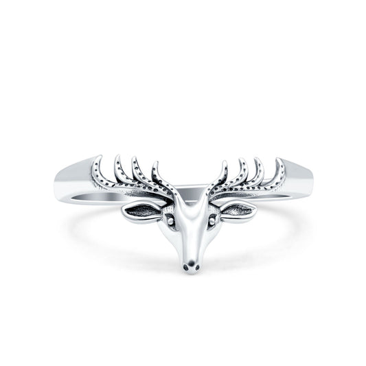 Deer Oxidized Band Thumb Ring (9mm)
