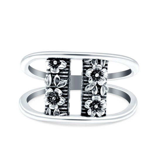 Flowers Oxidized Band Thumb Ring (11.6mm)