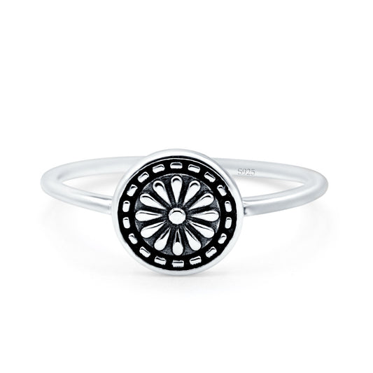 Mandala Oxidized Band Thumb Ring (9mm)