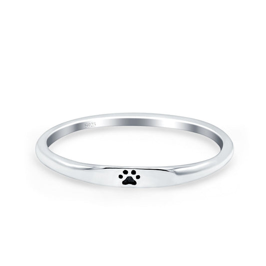 Paw Print Oxidized Band Thumb Ring (2.2mm)