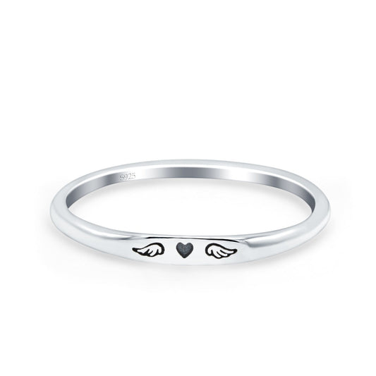 Heart & Wings Oxidized Band Thumb Ring (2.2mm)
