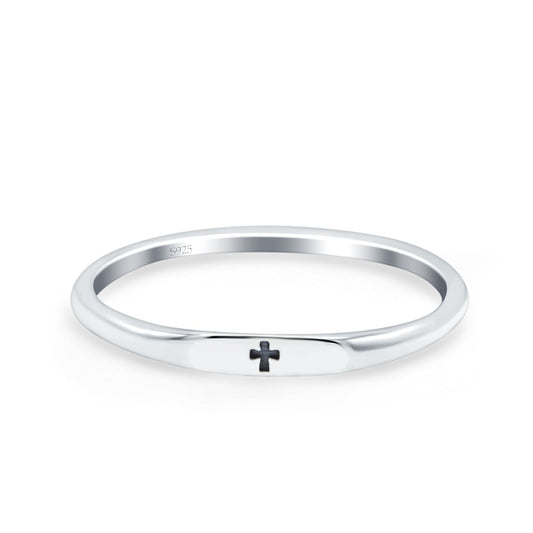 Small Cross Oxidized Band Thumb Ring (2.2mm)