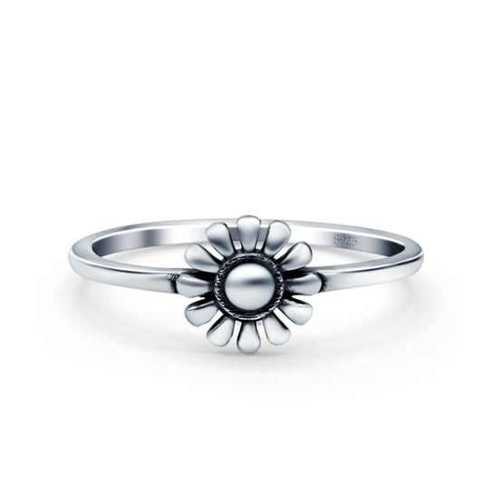 Daisy Band Oxidized Thumb Ring (7mm)