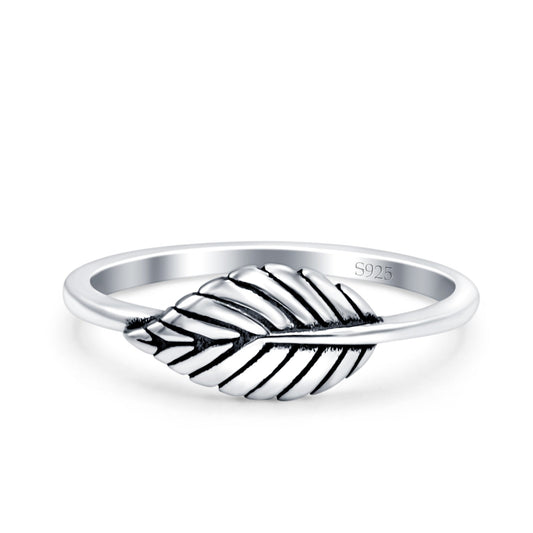 Leaves Ring Oxidized Band Thumb Ring (6.5mm)