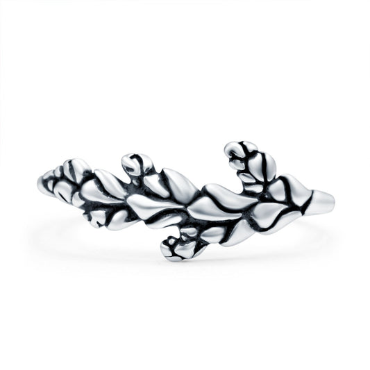 Leaves Oxidized Band Thumb Ring (8mm)