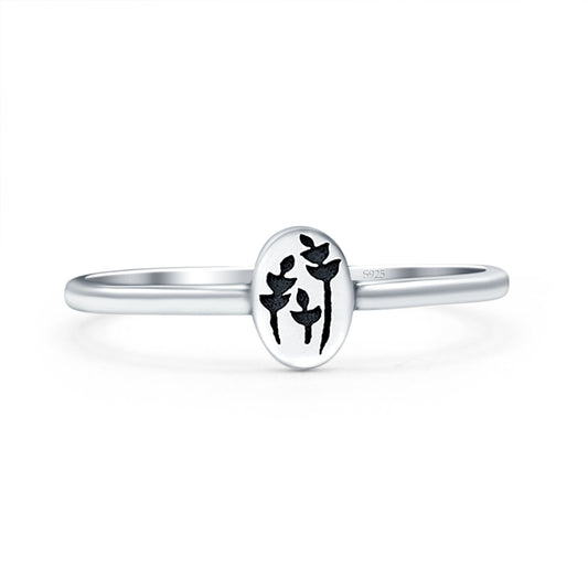 Flowers Oxidized Band Thumb Ring (6mm)
