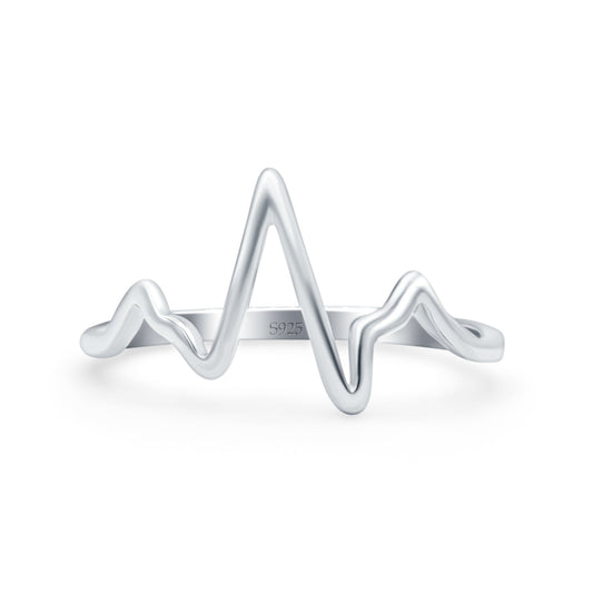 Heartbeat Rhodium Plated Band Thumb Ring (11mm)