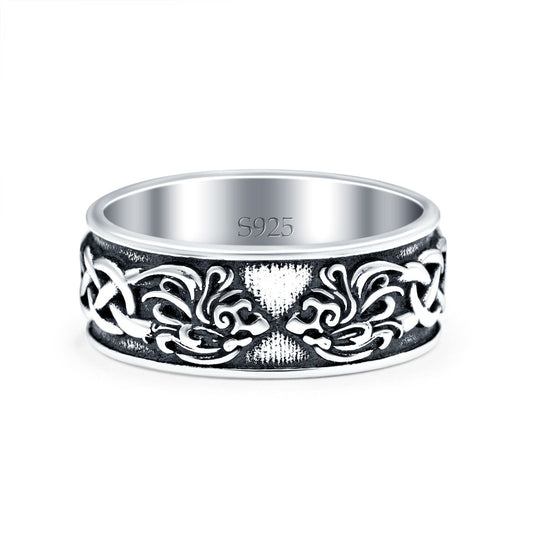 Celtic Oxidized Band Thumb Ring (7mm)