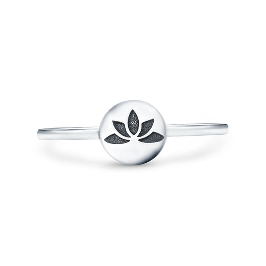 Flower Oxidized Band Thumb Ring (7mm)