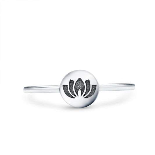 Lotus Band Oxidized Thumb Ring (7mm)