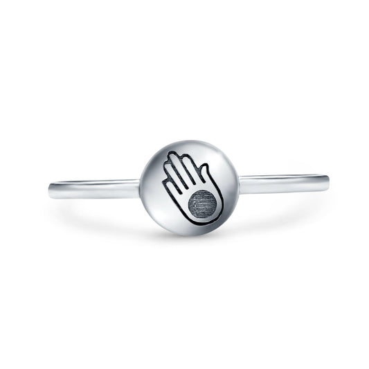 Hamsa Ring Oxidized Band Thumb Ring (7mm)