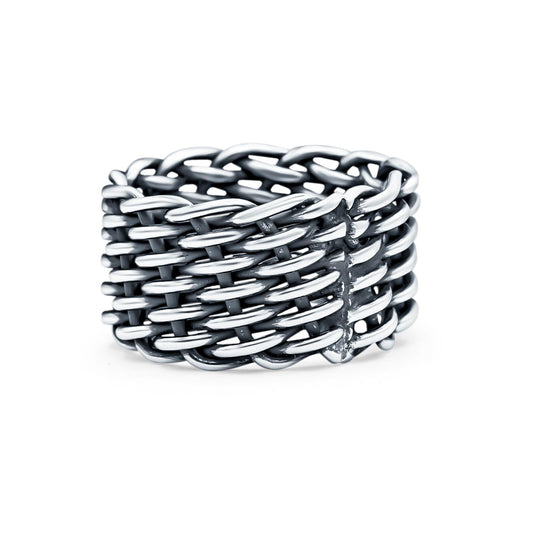 Weave Oxidized Band Thumb Ring (13mm)