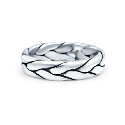 Silver Oxidized Band Thumb Ring (5mm)