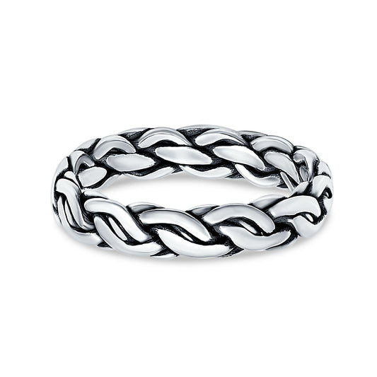 Puzzle Braided Oxidized Band Thumb Ring (5mm)