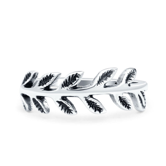 Leaves Oxidized Band Thumb Ring (7mm)