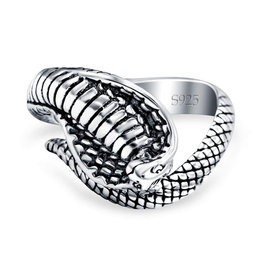 Cobra Snake Oxidized Band Thumb Ring (15.6mm)