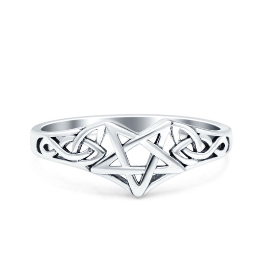 Celtic Star Oxidized Band Thumb Ring (7mm)