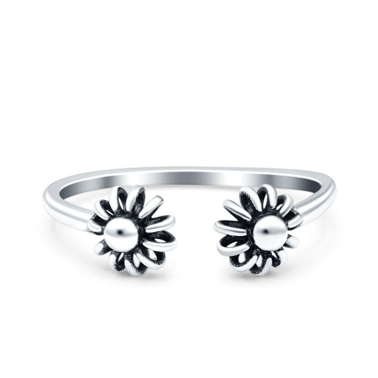 Flowers Oxidized Band Thumb Ring (6mm)