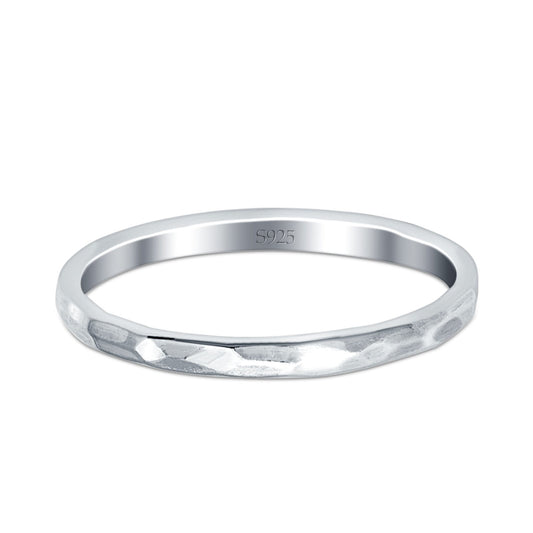 Hammered Rhodium Plated Band Thumb Ring (2mm)