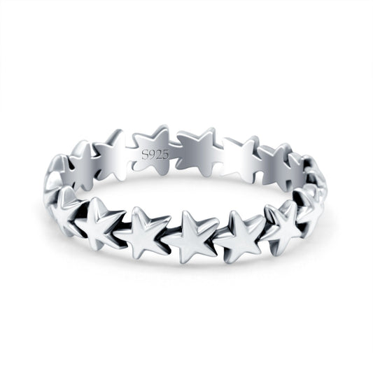 Stars Oxidized Band Thumb Ring (4mm)