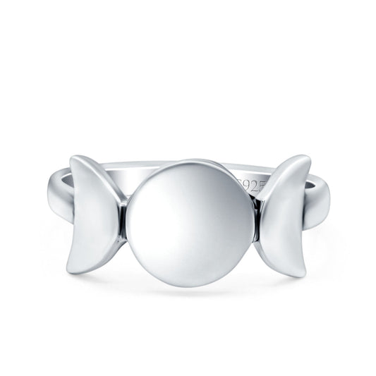 Moon Phases Style Band Ring (9mm)