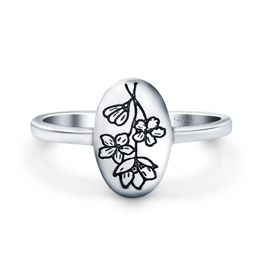 Flowers Band Oxidized Ring (11mm)