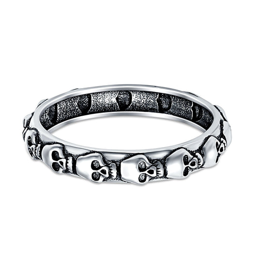 Skull Oxidized Band Thumb Ring (4mm)