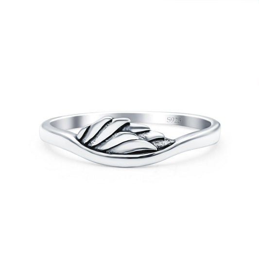 Wing Oxidized Band Silver Thumb Ring (5mm)