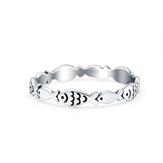 Fish Oxidized Band Thumb Ring (3mm)