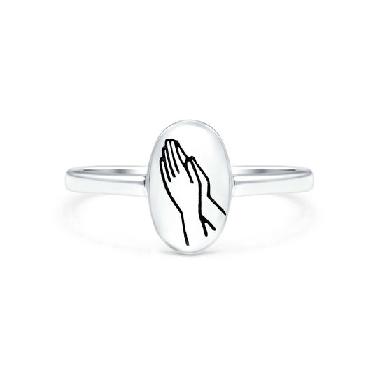 Praying Hands Oxidized Band Thumb Ring (9.5mm)
