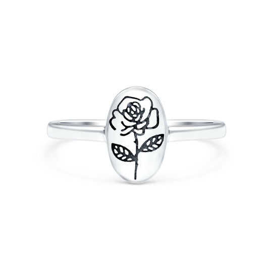 Rose Ring Oxidized Band Thumb Ring (9.5mm)