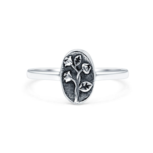 Flowers Oxidized Band Thumb Ring (9.5mm)