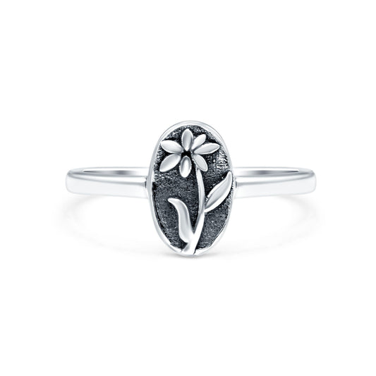 Flowers Oxidized Band Thumb Ring (9.5mm)