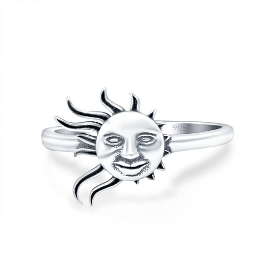 Sun Ring Oxidized Band Thumb Ring (11mm)