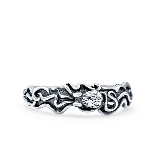 Octopus Oxidized Band Thumb Ring (6mm)