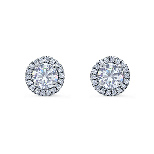 Wedding Stud Earrings Simulated Round CZ
