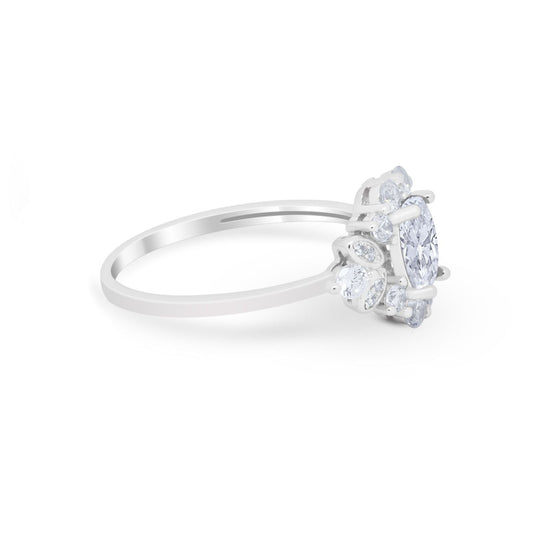 Oval Wedding Ring Vintage Round Simulated Cubic Zirconia