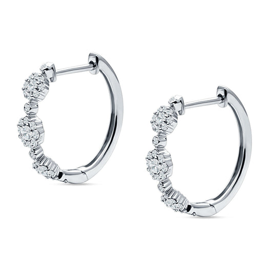 three flower hoop earrings
