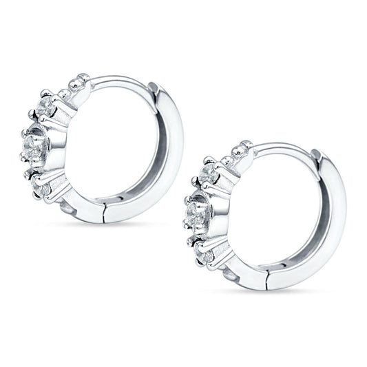 Round Cubic Zirconia Trio Huggie Hoop Earrings