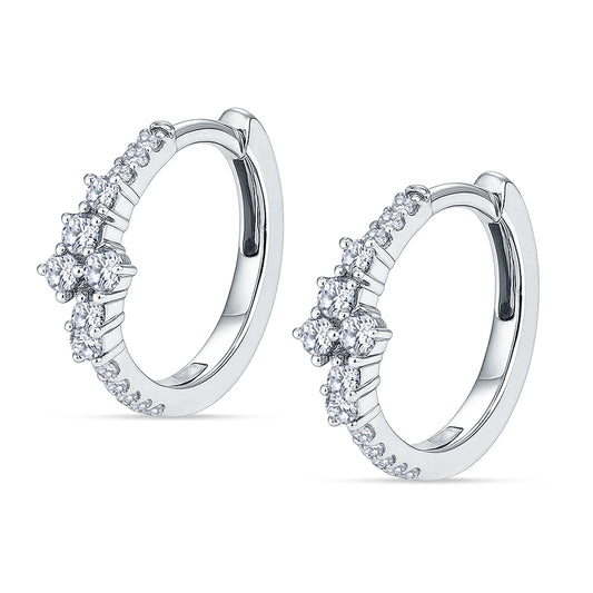 Round Cubic Zirconia Huggie Hoop Earrings
