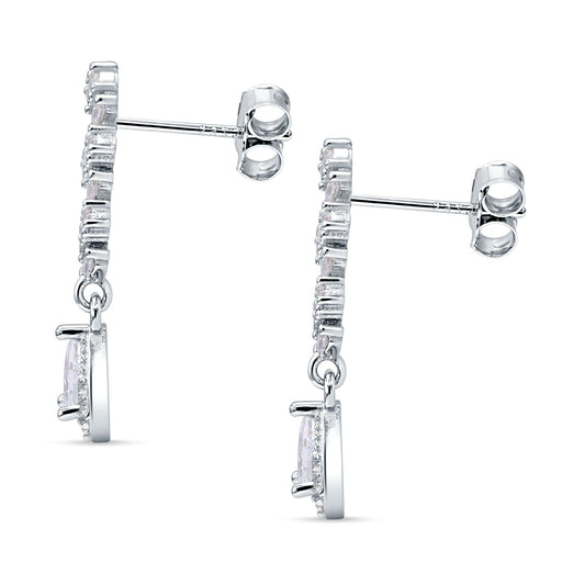 Dangle Pear Stud Earrings Cubic Zirconia
