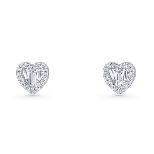 Heart CZ Stud Earrings