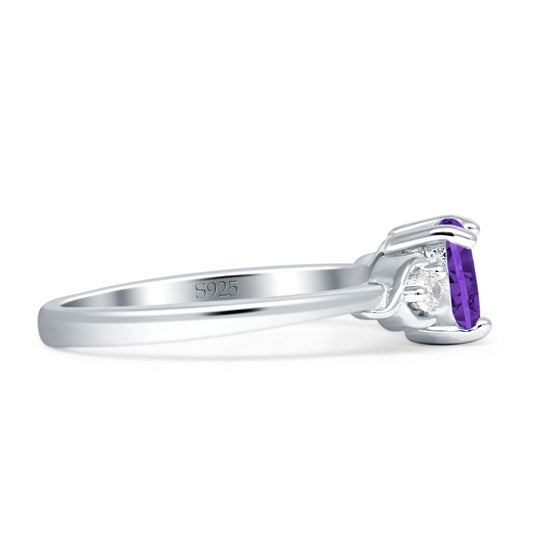 Three Stone Heart Promise Ring Amethyst CZ Wholesale