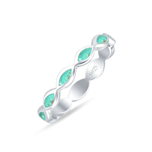 Marquise Band Turquoise 925 Sterling Silver